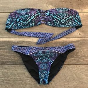 Red Carter two piece bikini Small S 6 navy purple teal